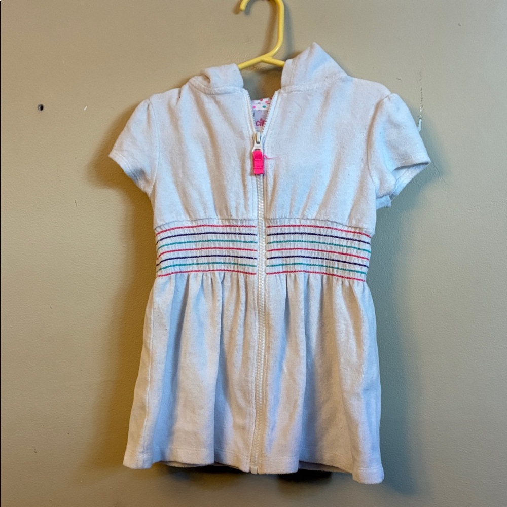 Circo White and Pink Kids Zip-Up Swim Coverup